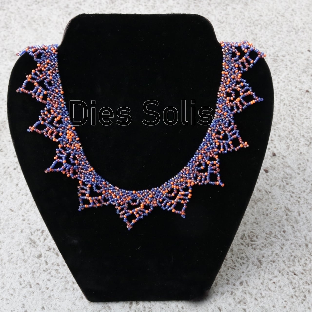 Blue and Orange Beaded Necklace